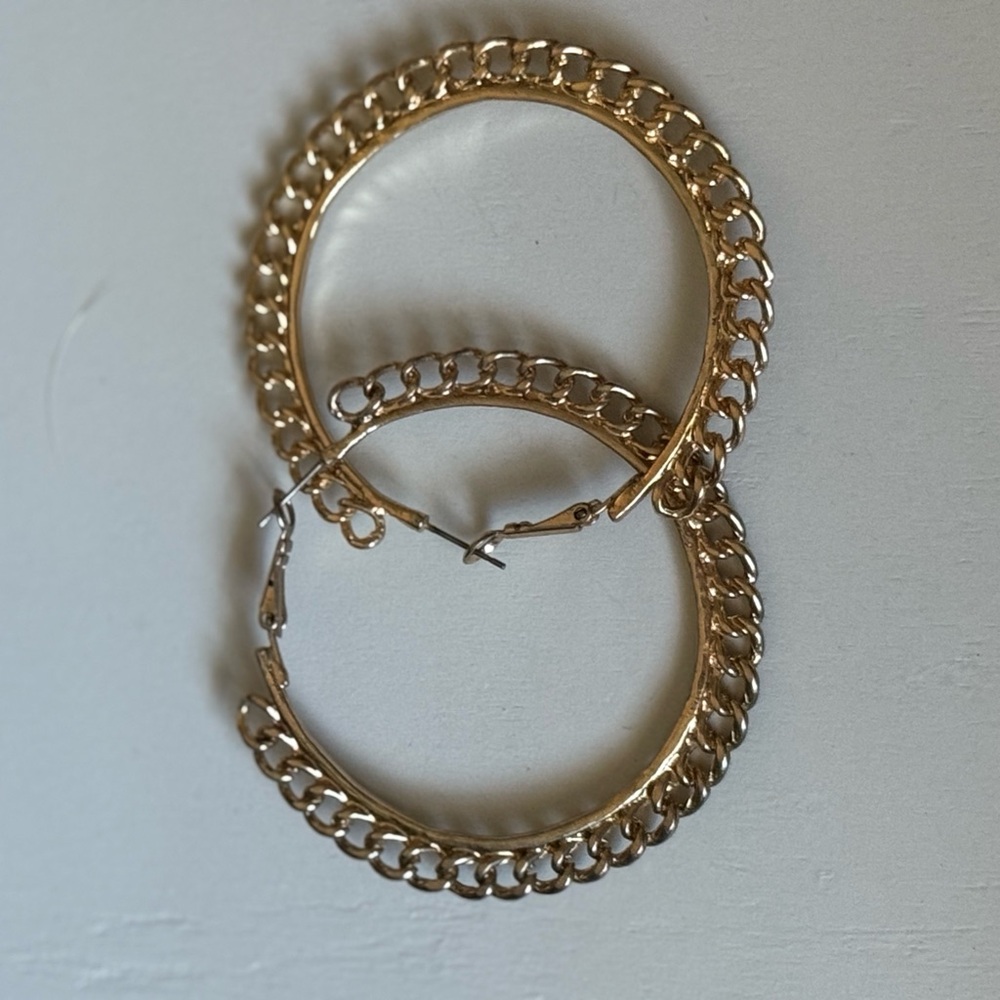 Gold Hoop Chain Earrings